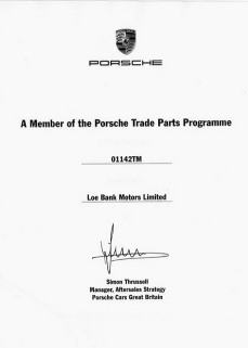Porsche Trade Parts Programme - Loe Bank Motors